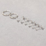 925 Sterling Silver Classic Jewelry Set for Women - 3 Studs, 2 Hoop Earrings