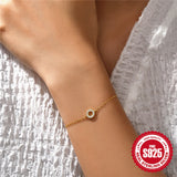 925 Silver Circle CZ Bracelet Women Xmas Party Jewelry