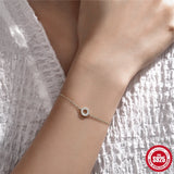 925 Silver Circle CZ Bracelet Women Xmas Party Jewelry