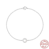 925 Silver Circle CZ Bracelet Women Xmas Party Jewelry