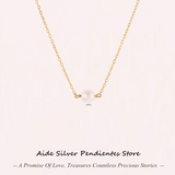 Silver Thin Chain Pearl Necklace Pendant Women's Jewelry