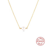 Silver Thin Chain Pearl Necklace Pendant Women's Jewelry