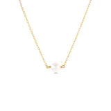 Silver Thin Chain Pearl Necklace Pendant Women's Jewelry