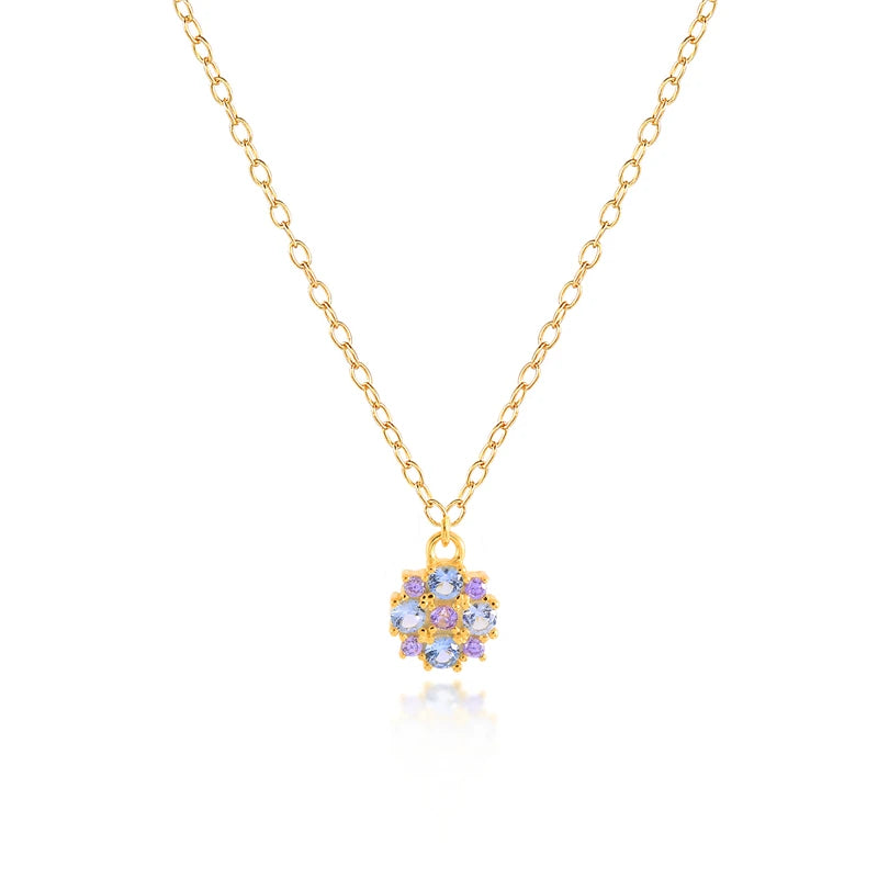 Purple Zircon Necklace 925 Silver Women Jewelry Pendant Chain Gift Set