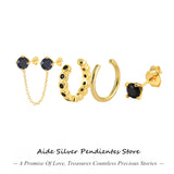 Rainbow CZ Ear Cuffs 925 Silver Cartilage Piercing