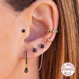 Rainbow CZ Ear Cuffs 925 Silver Cartilage Piercing