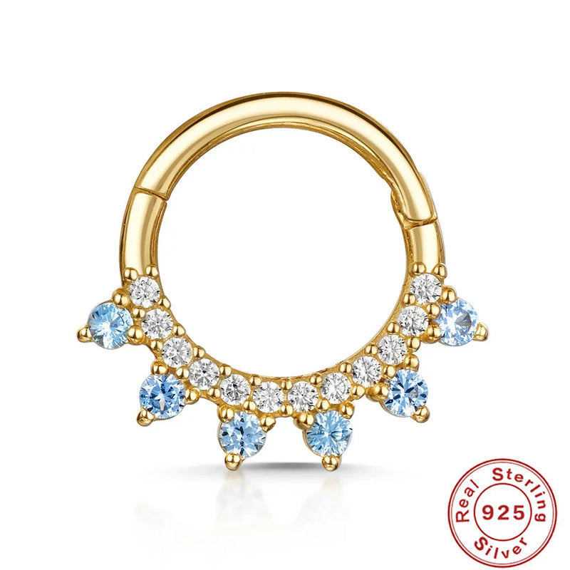925 Silver Zircon Huggie Earring Women Piercing Cartilage Nose Ring