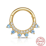 925 Silver Zircon Huggie Earring Women Piercing Cartilage Nose Ring