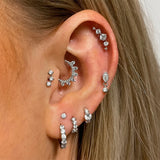 925 Silver Zircon Leaf Huggie Earring Women Piercing Cartilage Jewelry