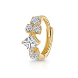 925 Silver Zircon Leaf Huggie Earring Women Piercing Cartilage Jewelry