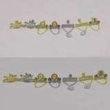 925 Sterling Silver CZ Chain Stud Earrings Women Geometric Boucles Doreilles