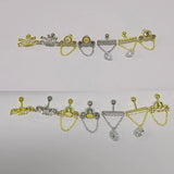 925 Sterling Silver CZ Chain Stud Earrings Women Geometric Boucles Doreilles