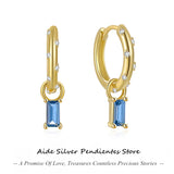 925 Silver Geometric Crystal Drop Earrings for Women