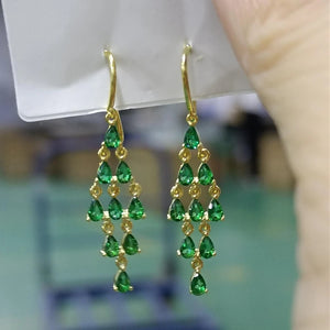 925 Silver Tassel Rainbow Crystal Earrings