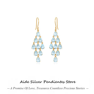 925 Silver Tassel Rainbow Crystal Earrings