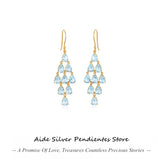 925 Silver Tassel Rainbow Crystal Earrings