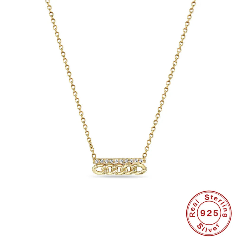 925 Silver Diamond Geometric Pendant Necklace for Women