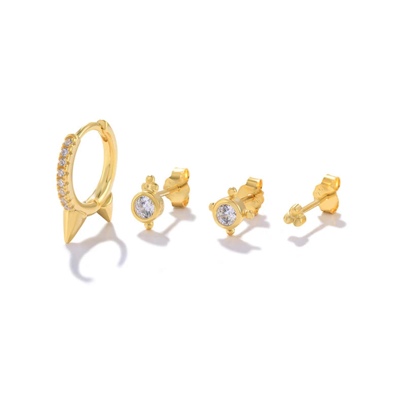925 Sterling Silver Punk Rivet Circle Earring