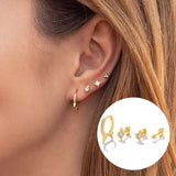 925 Sterling Silver Punk Rivet Circle Earring
