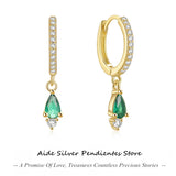 925 Silver Red Green Water Drop Zircon Pendant Earrings Wedding Jewelry
