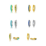 925 Silver Reversible Turquoise Zircon Hoop Earrings for Women