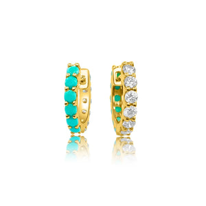 925 Silver Reversible Turquoise Zircon Hoop Earrings for Women