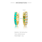 925 Silver Reversible Turquoise Zircon Hoop Earrings for Women