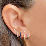 925 Silver Reversible Turquoise Zircon Hoop Earrings for Women