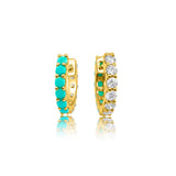 925 Silver Reversible Turquoise Zircon Hoop Earrings for Women