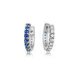 925 Silver Reversible Turquoise Zircon Hoop Earrings for Women