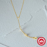 925 Silver Long Chain Necklace Love Heart Pendant Y Shaped Dainty Choker