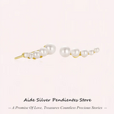 925 Silver Single Row Pearl Earrings 18K Plated Piercing Studs