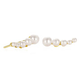925 Silver Single Row Pearl Earrings 18K Plated Piercing Studs