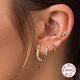 925 Sterling Silver Turquoise Stud Earring Set for Women Punk Rivet Earring