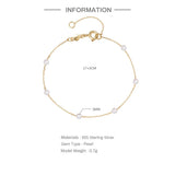 S925 Sterling Silver Pearl Bracelet Chains for Women