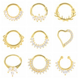 925 Silver Nose Hoop Nose Ring CZ Crystal Piercing Ear Tragus Cartilage