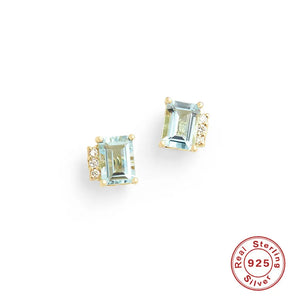 S925 Aquamarine Purple Zircon Stud Earrings for Women