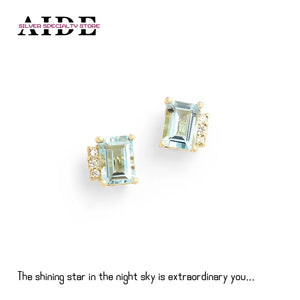 S925 Aquamarine Purple Zircon Stud Earrings for Women
