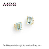 S925 Aquamarine Purple Zircon Stud Earrings for Women