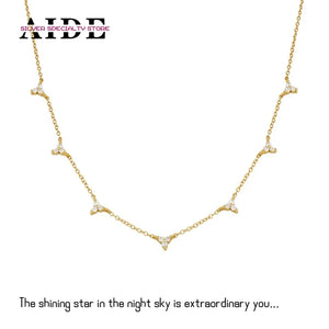 S925 Silver Diamond Pendant Clavicle Chain Necklace Wedding Jewelry