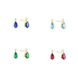 S925 Silver Colorful Water Drop Red Zircon Stud Earrings Piercing Earrings