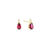 S925 Silver Colorful Water Drop Red Zircon Stud Earrings Piercing Earrings