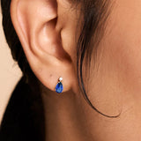 S925 Silver Colorful Water Drop Red Zircon Stud Earrings Piercing Earrings