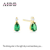 S925 Silver Colorful Water Drop Red Zircon Stud Earrings Piercing Earrings