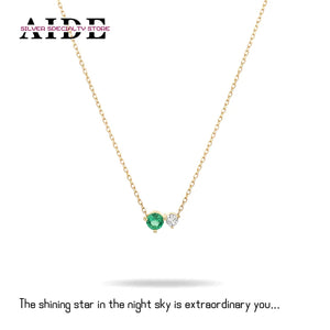 S925 Silver Green Zircon Turquoise Necklace Pendant for Women