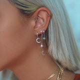 S925 Silver Long Tassel Chain Star Moon Stud Earrings For Women
