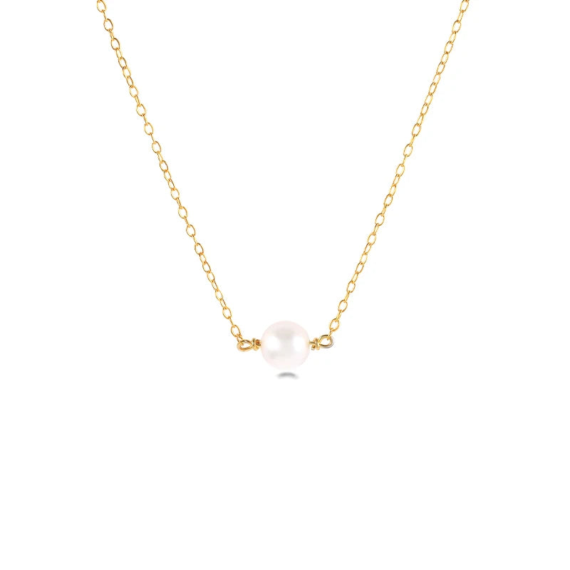 S925 Silver Pearl Ladies Necklace Pendant Chain Bijoux Collars
