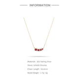 S925 Silver Single Row Rose Red Zircon Necklace Pendant for Women