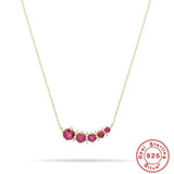 S925 Silver Single Row Rose Red Zircon Necklace Pendant for Women