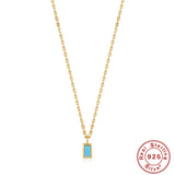 S925 Turquoise Pendant Clavicle Chain Necklace for Women
